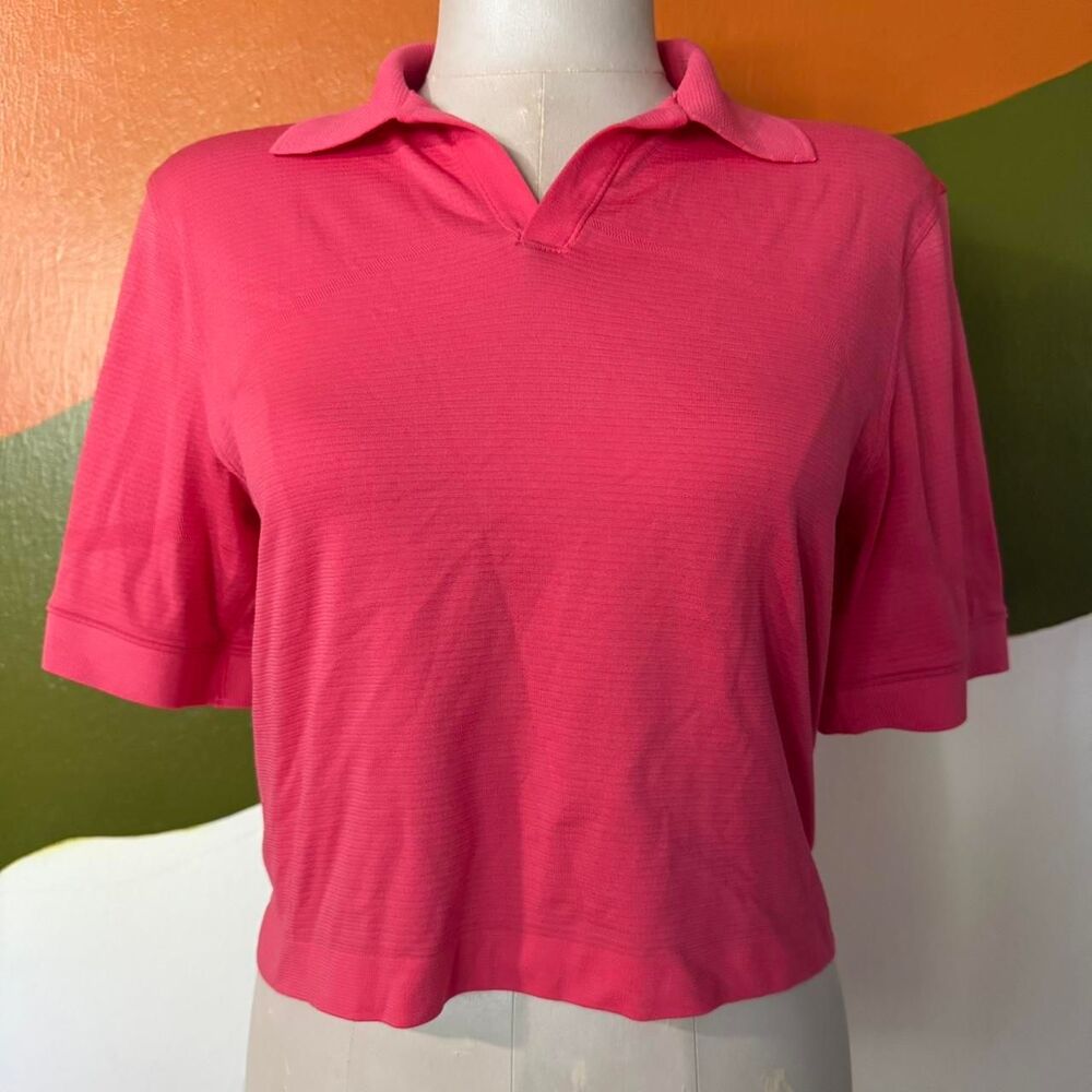 Lululemon Sz 4 Swiftly Tech Relaxed Fit Polo Lip Gloss short sleeve Golf Tennis
